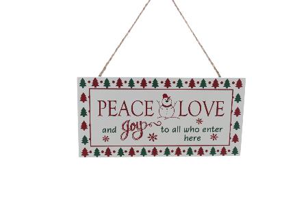 Peace and love' hanging sign