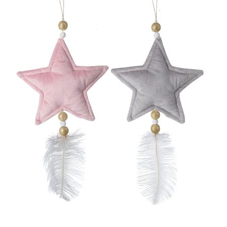 Hanging velvet star decoration