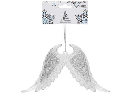 Silver glitter hanging angel wings