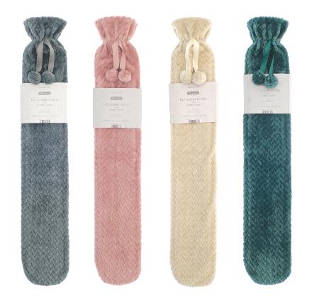 Long plush hot water bottle