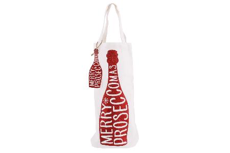 'Merry Proseccomas’ red glitter bottle bag