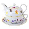 Busy Bees Tea for One Teapot Set Cup and Saucer Watercolour Floral Print Design