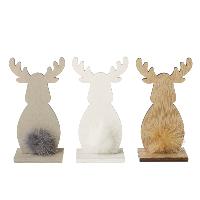 Wooden deer with fluffy tail