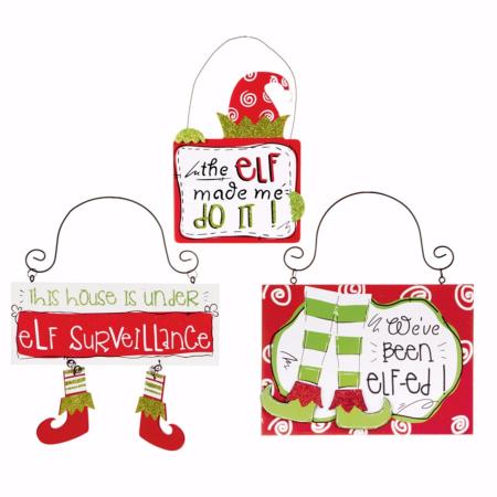 Hanging elf sign