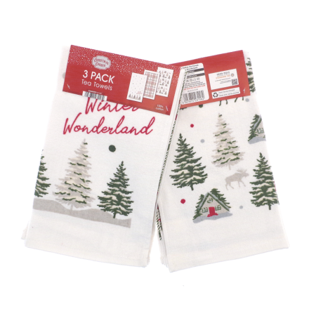 Pack of 3 Christmas tea towels - Winter wonderland