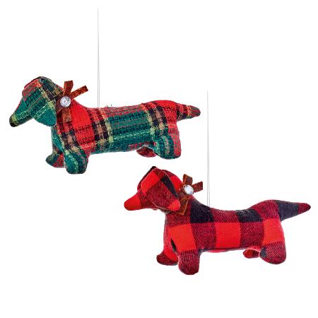 Hanging tartan sausage dog