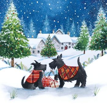 Scottie dogs in the snow - Pack of 10 cards
