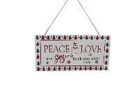 Peace and love' hanging sign